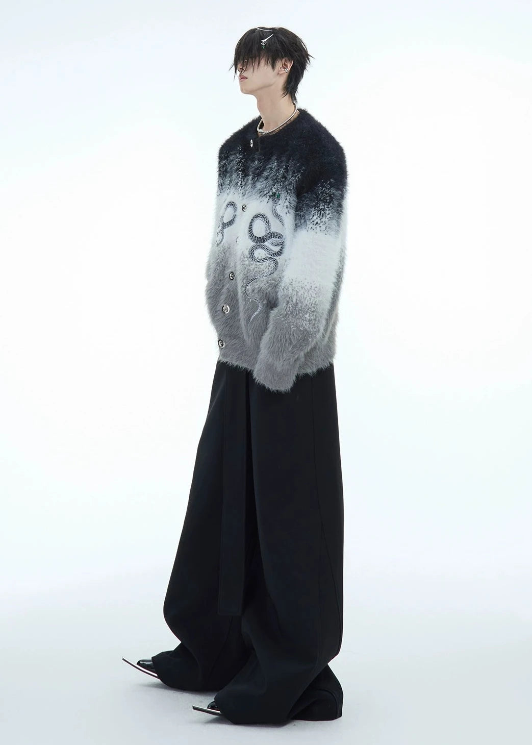 fur contrast gradient knit gm16291