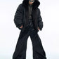 fur collar spliced hooded  jacket gm16180