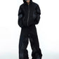 leather splicing plus velvet hoodie gm15989
