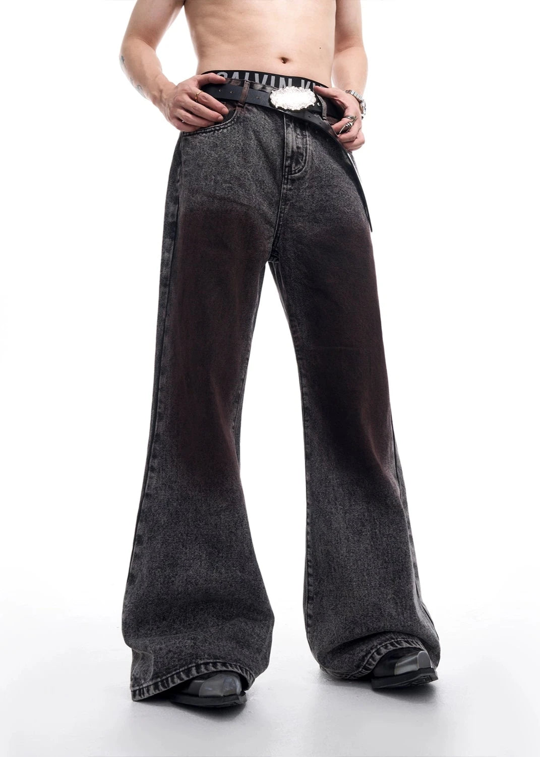 washed brown denim pants gm15897