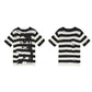 Distressed Striped Portrait Knit Tshirt gm16511