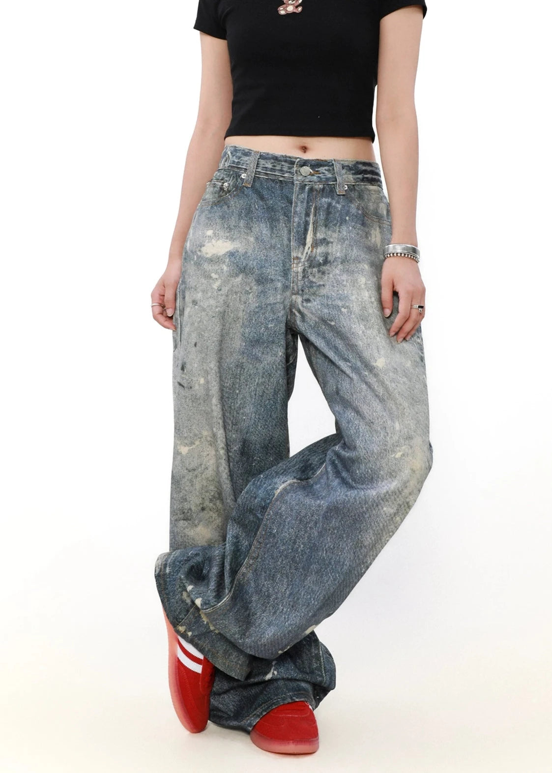 street washed ink stained denim gm16068