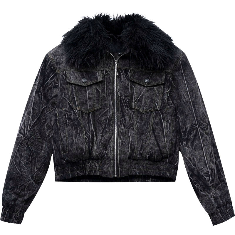 shoulder padded fur jacket gm16313