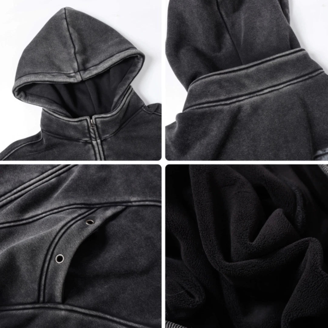 washed velvet hoodie gm16347