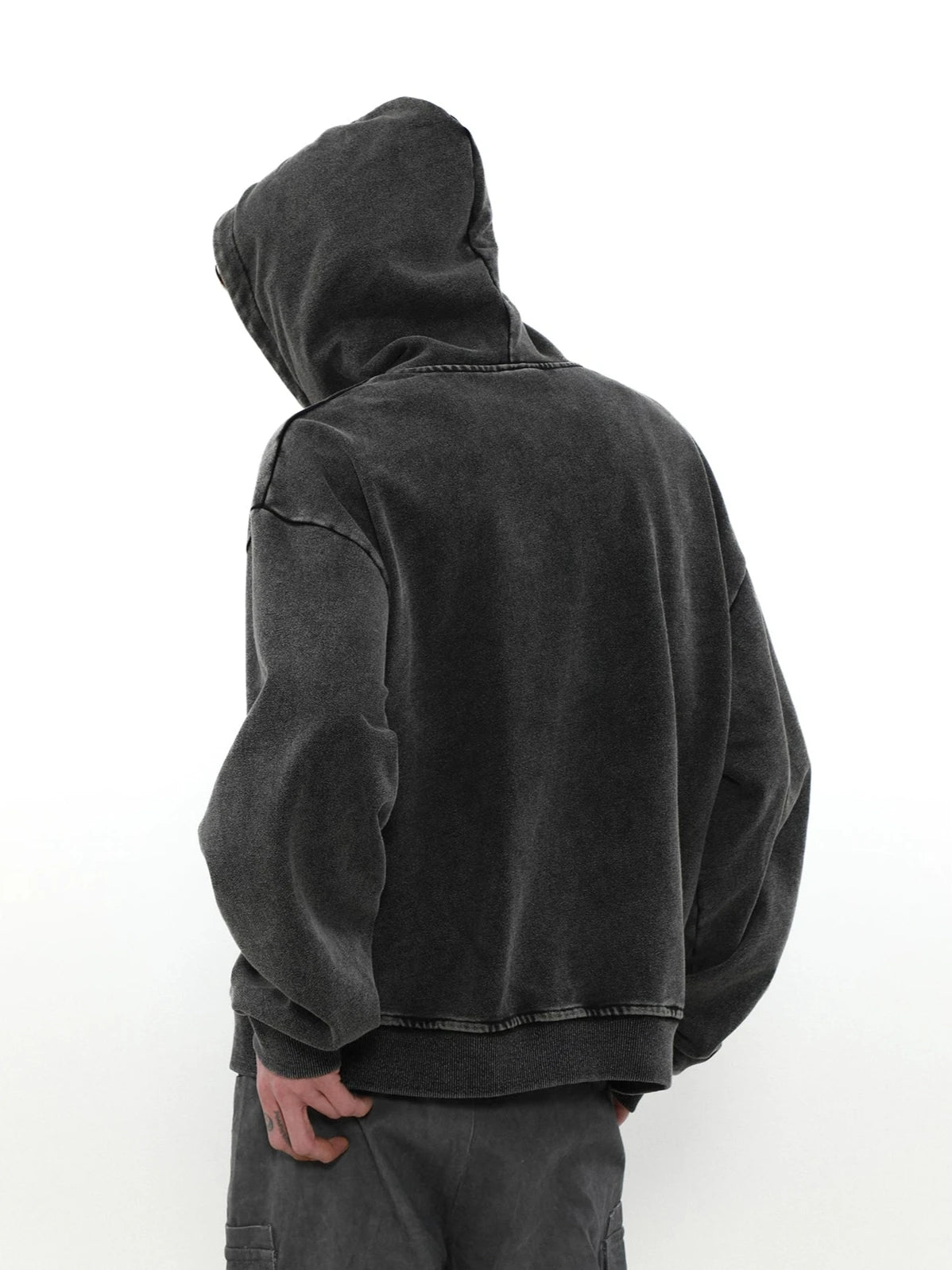 simple black washed hoodie gm15788