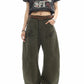 Washed Script Embroidery Wide Leg Cargo Pants gm16618