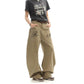 Washed Script Embroidery Wide Leg Cargo Pants gm16618