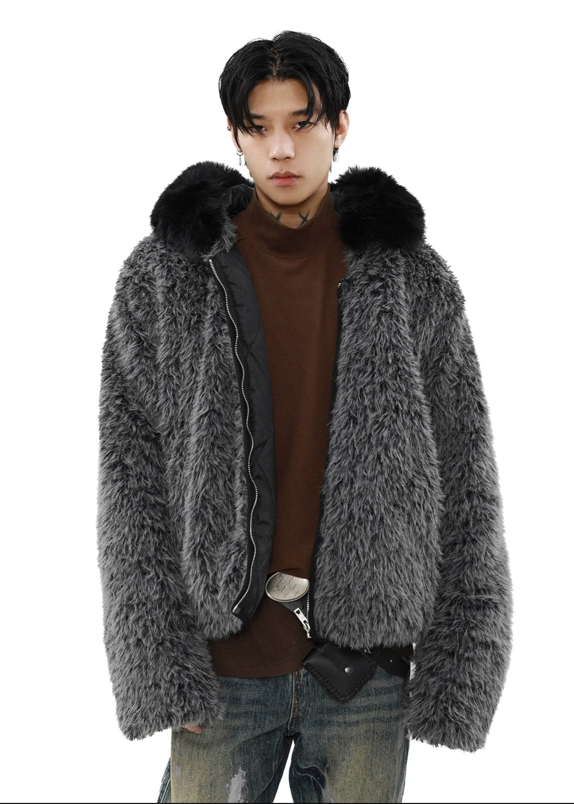 trend gray fur jacket gm16366