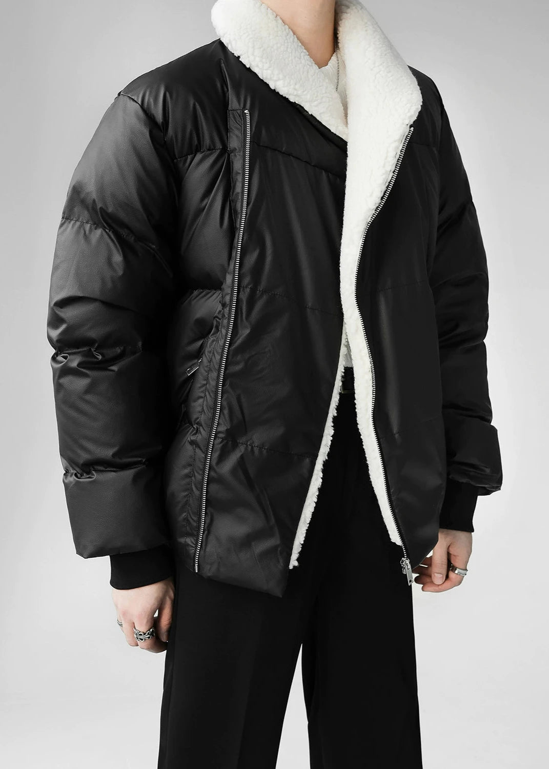 leather cotton thick down jacket gm15946