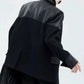 splicing design leather denim gm15404
