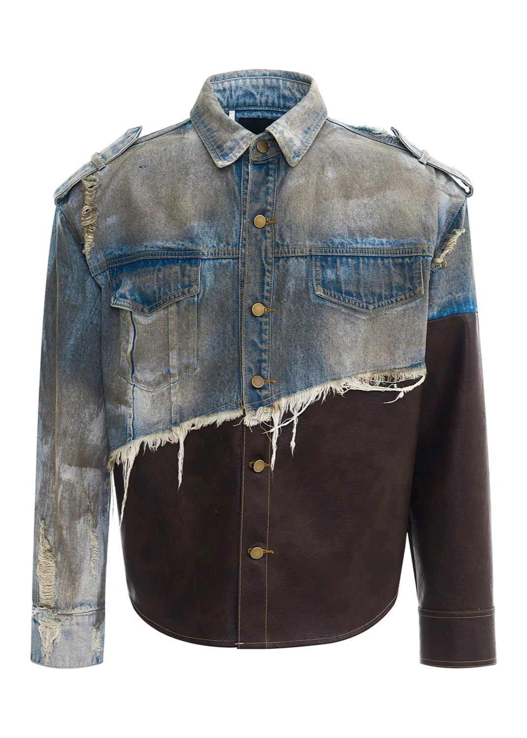 leather and denim jacket gm15905