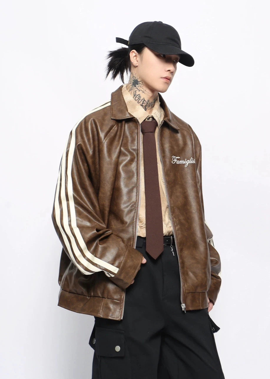 three line leather jacket gm16139