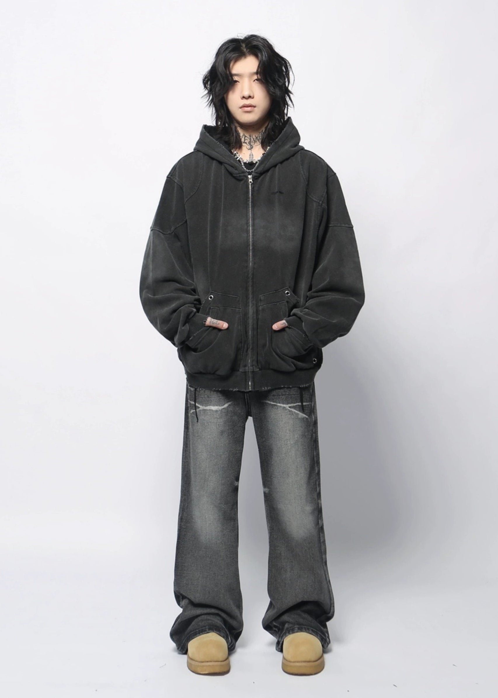 black washed hoodie gm16398