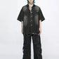 retro washed denim short-sleeved shirt gm15340