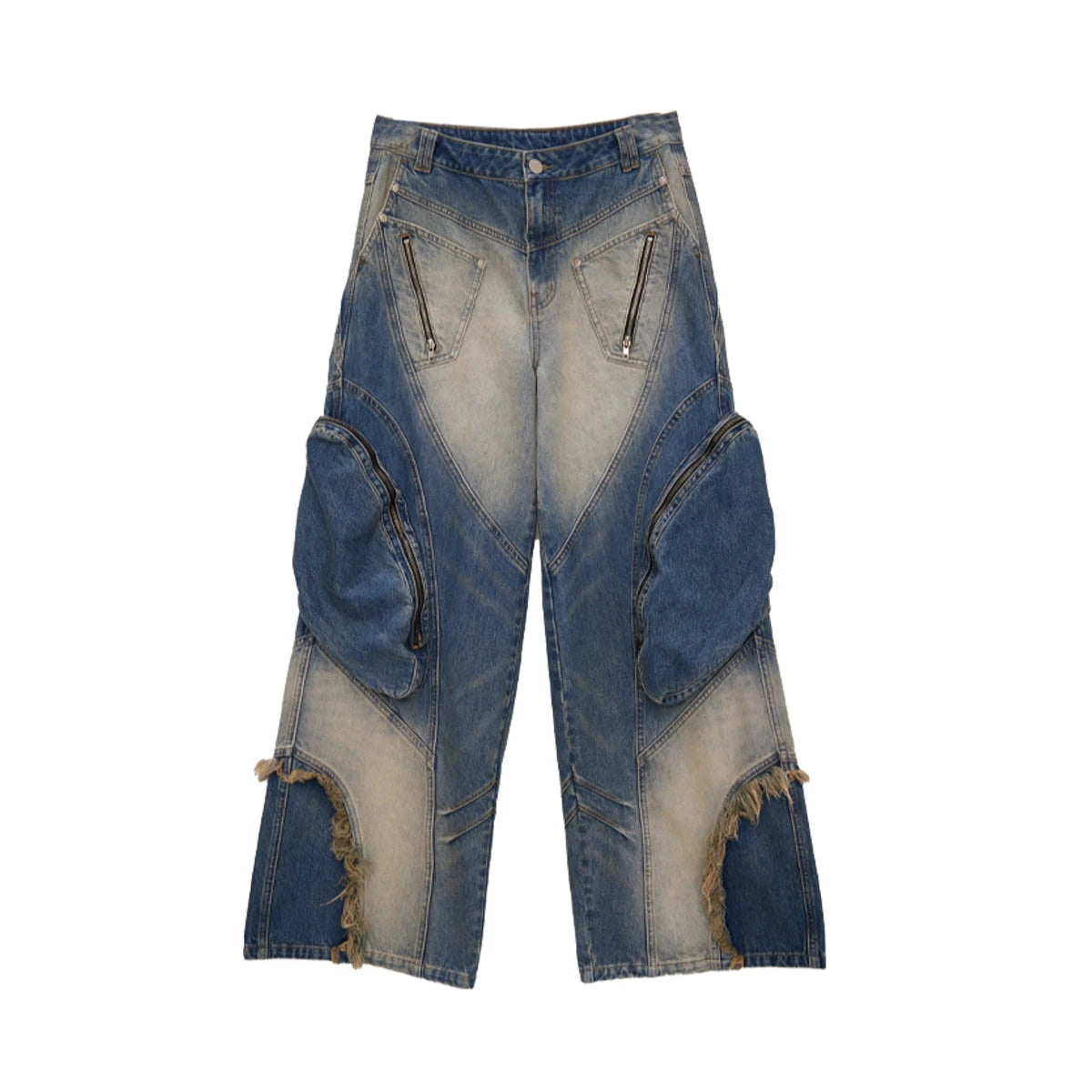 washed white and blue denim pants gm16014