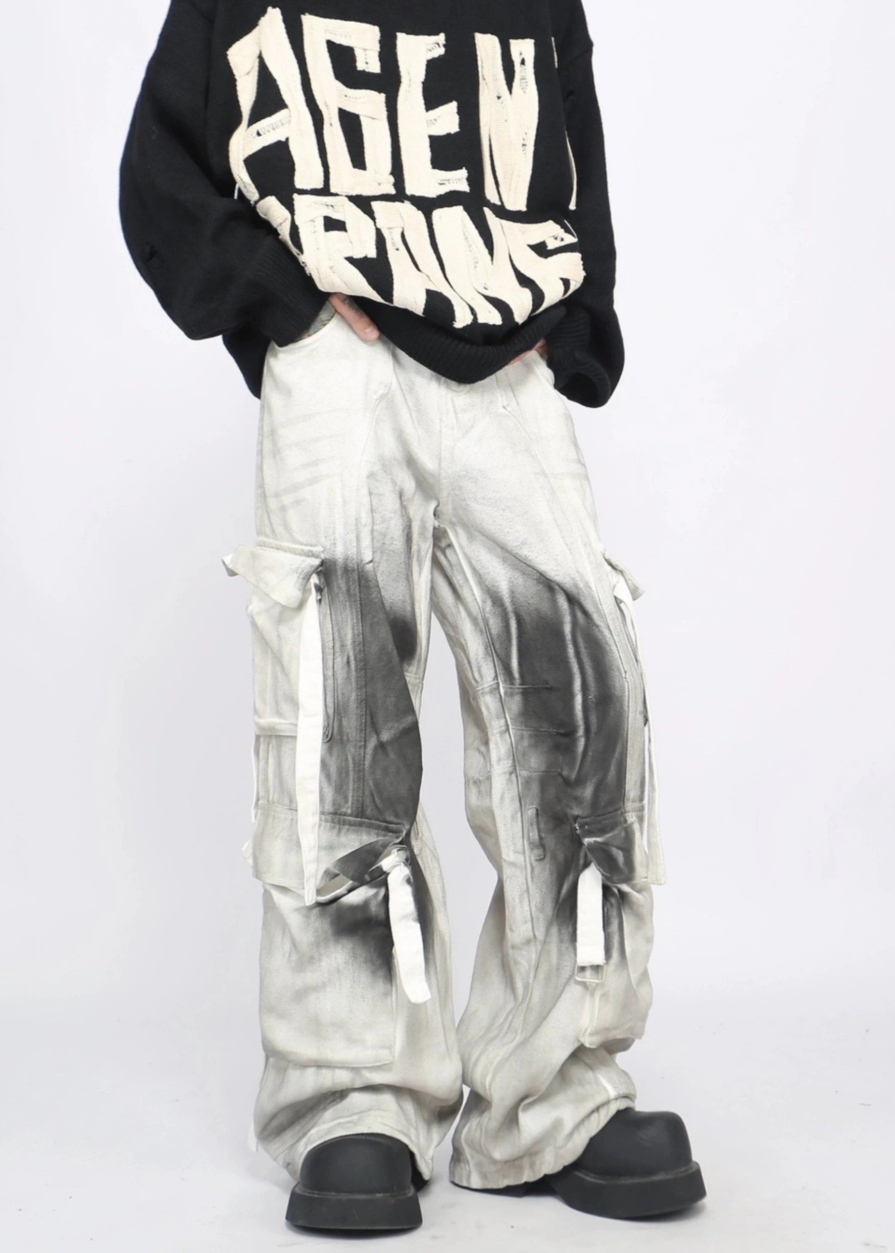 street dirty white cargo pants gm16118