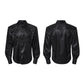 Herringbone Shoulder Studs Leather Jacket gm16412