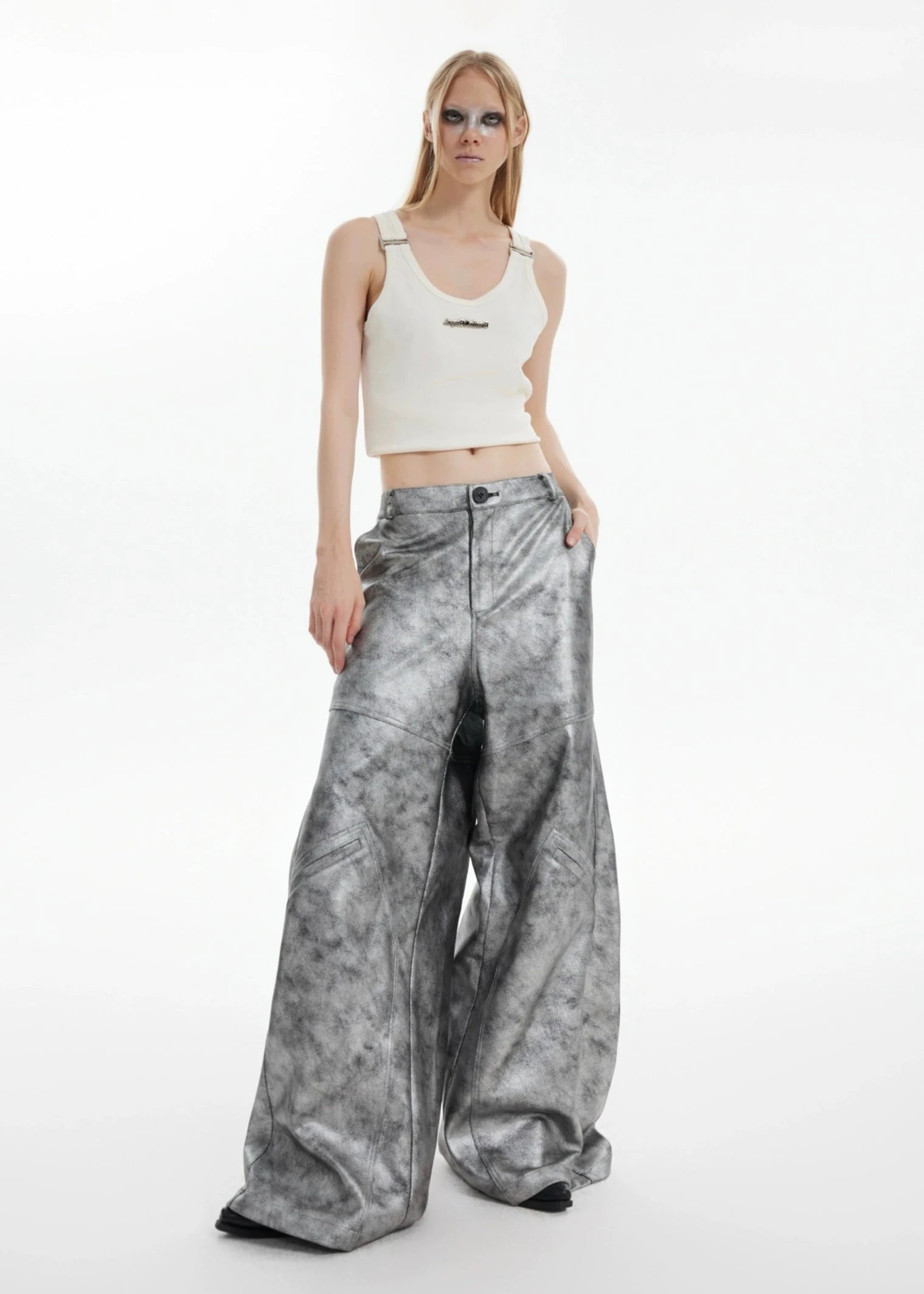 silver leather pants gm15936