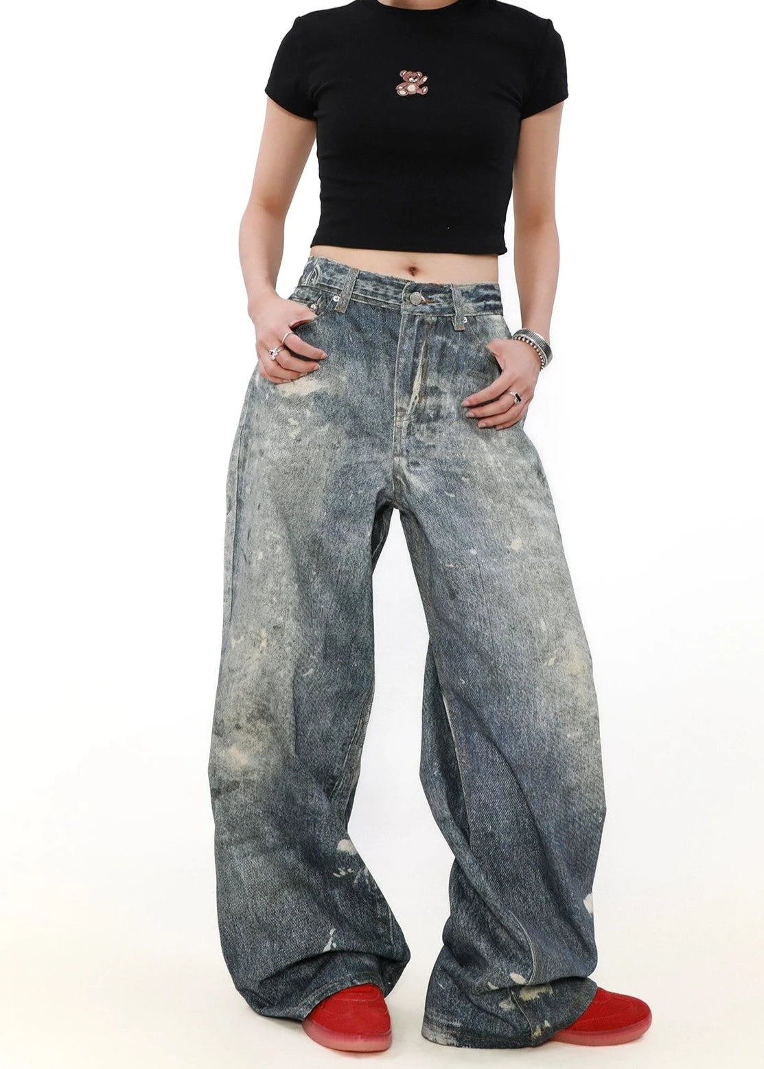 street washed ink stained denim gm16068