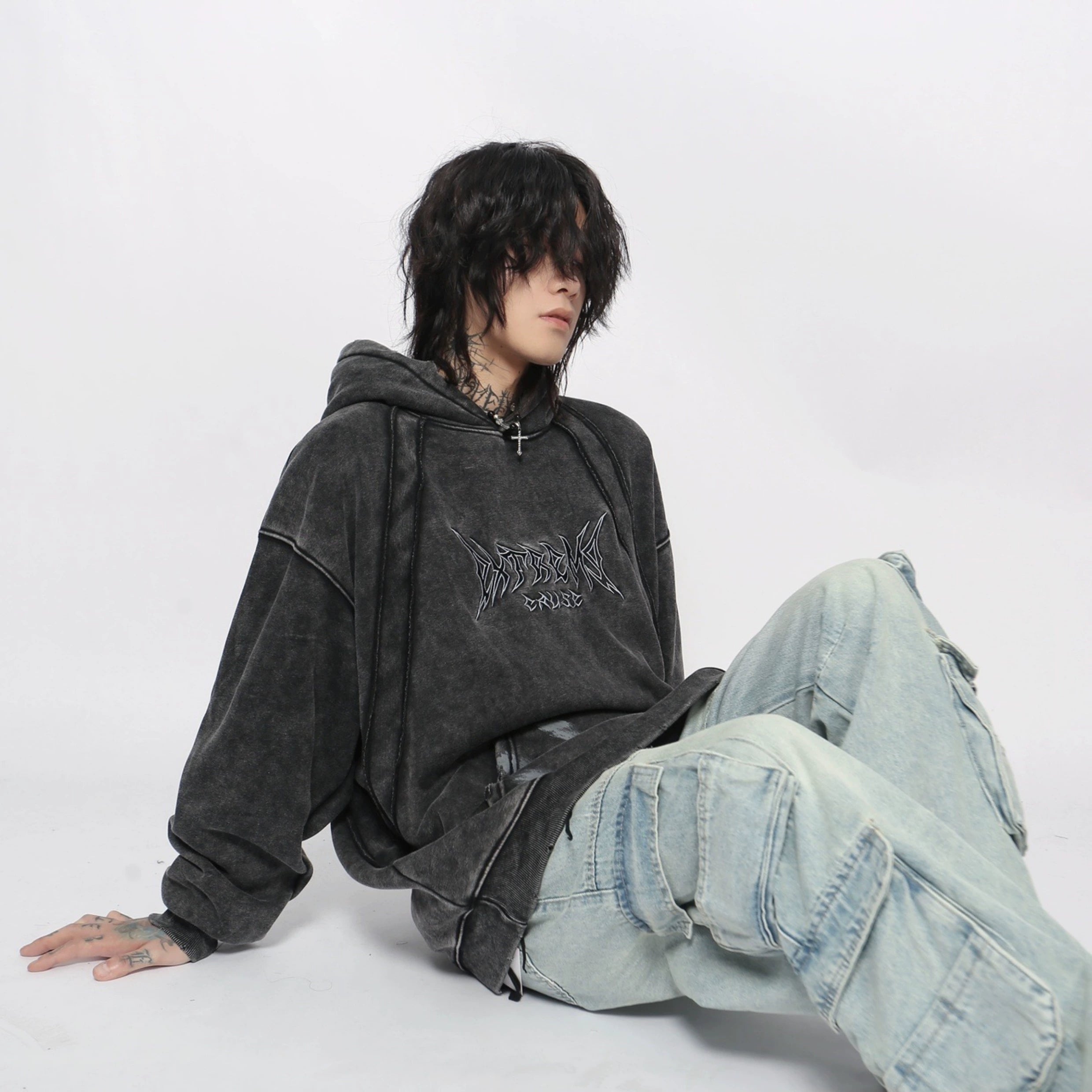 washed velvet hoodie gm16400