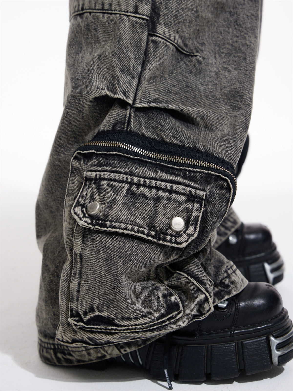 multi pocket washed denim pants gm16012