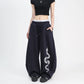 Snake Rhinestone Wide-Leg Sweatpants gm16623