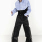 large pockets and splicing design wide leg pants gm15306