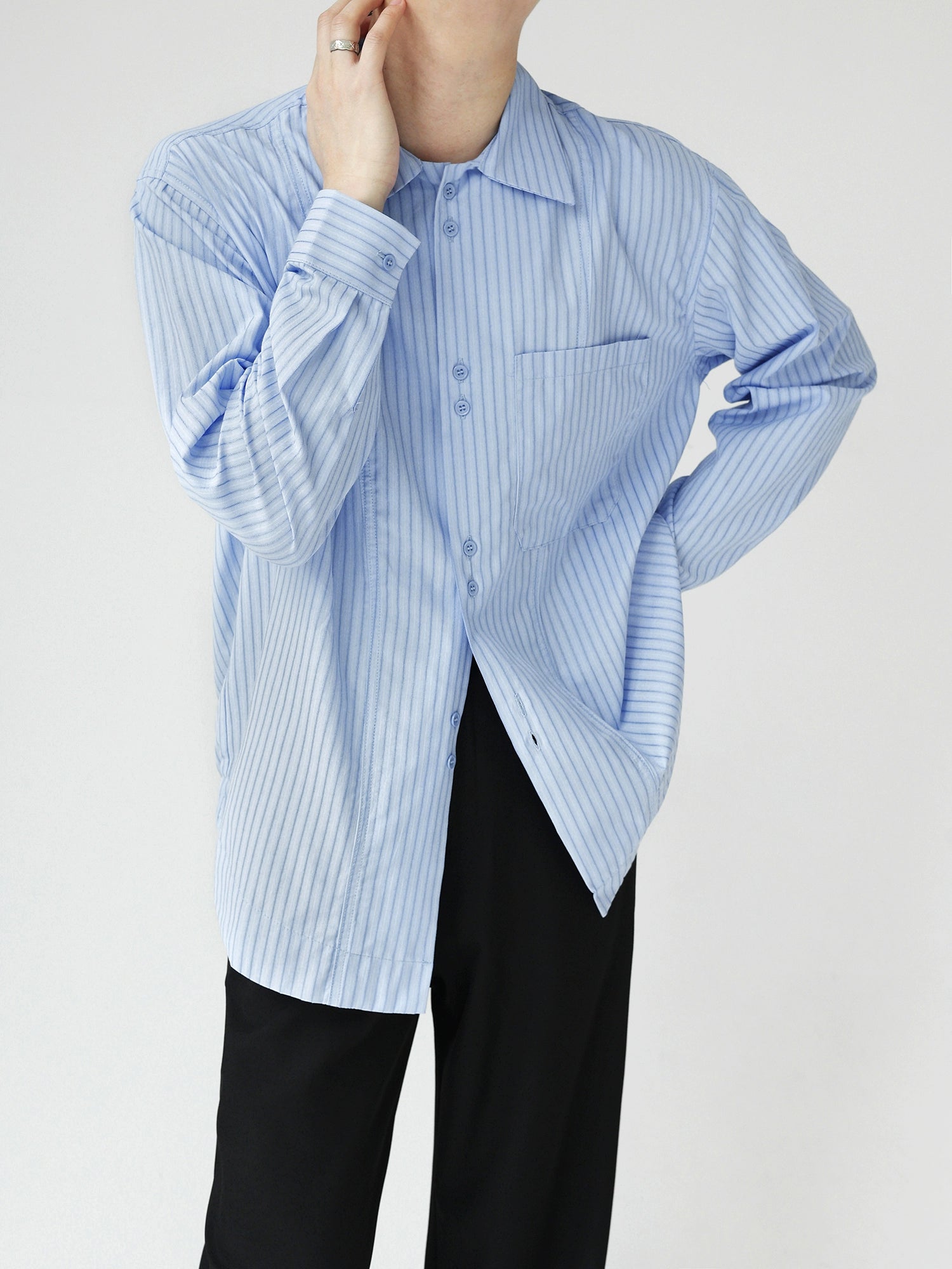 button neck stripe shirt gm15794