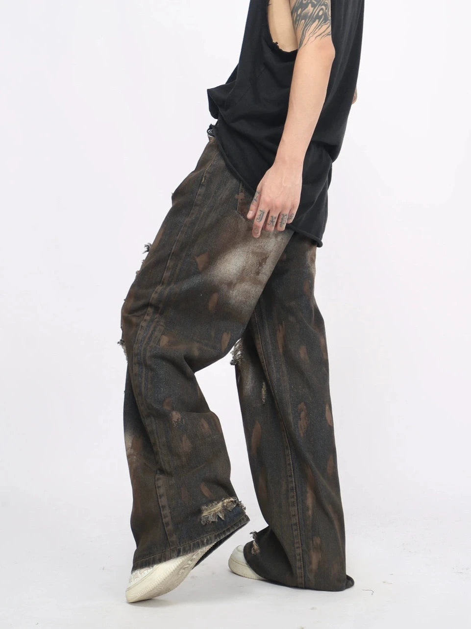 dirty ripped denim pants gm15841