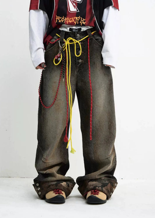 washed peoole style denim pants gm16044