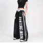 Side Stripe Letter Print Wide-Leg Sweat Pants gm16624