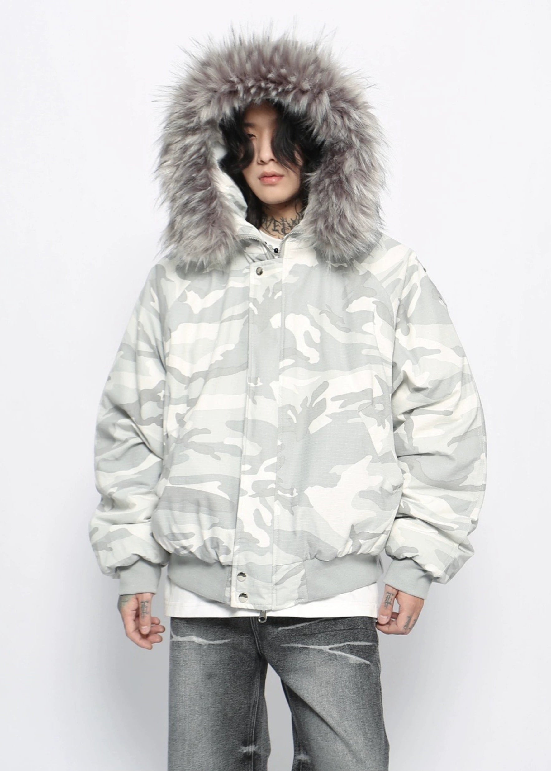 street camouflage fur jacket gm16385