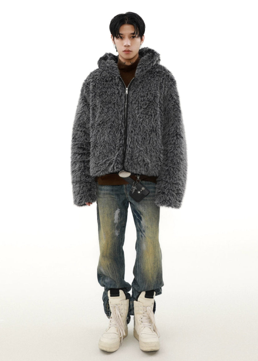 trend gray fur jacket gm16366