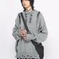 hem ripped round neck sweater gm16247
