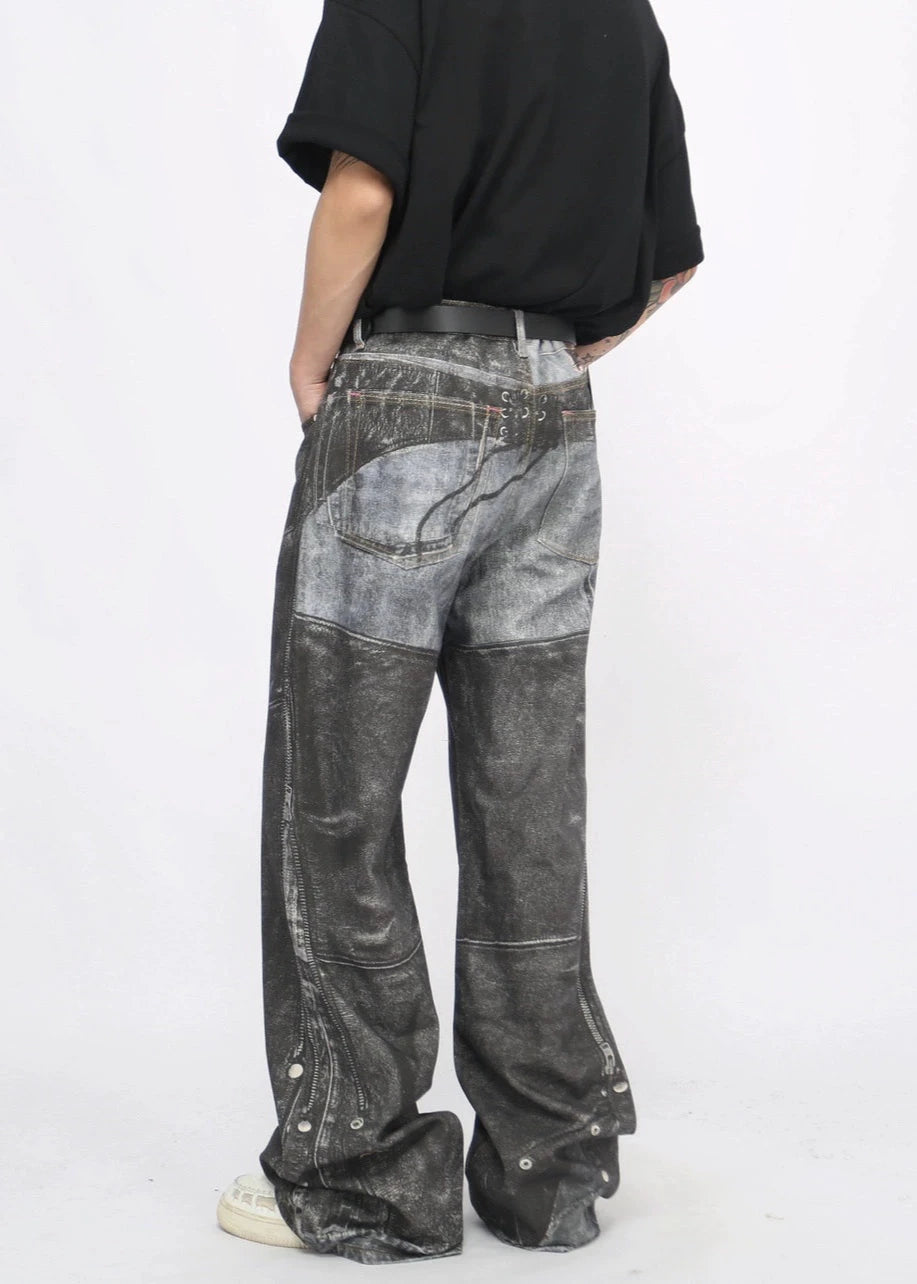 two color denim pants gm15843