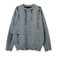 hem ripped round neck sweater gm16247