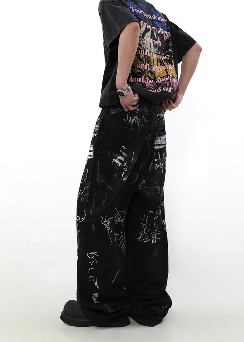 graffiti black denim gm16077