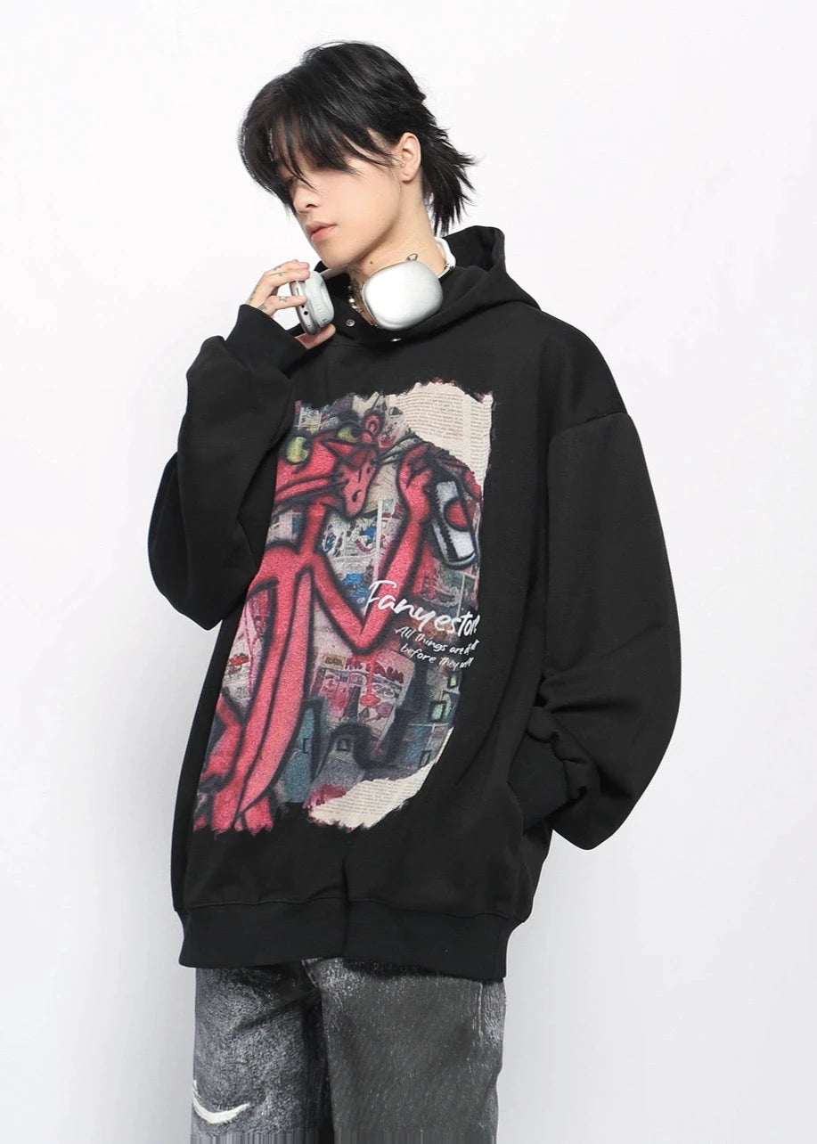 cartoon graffiti print hoodie gm16130