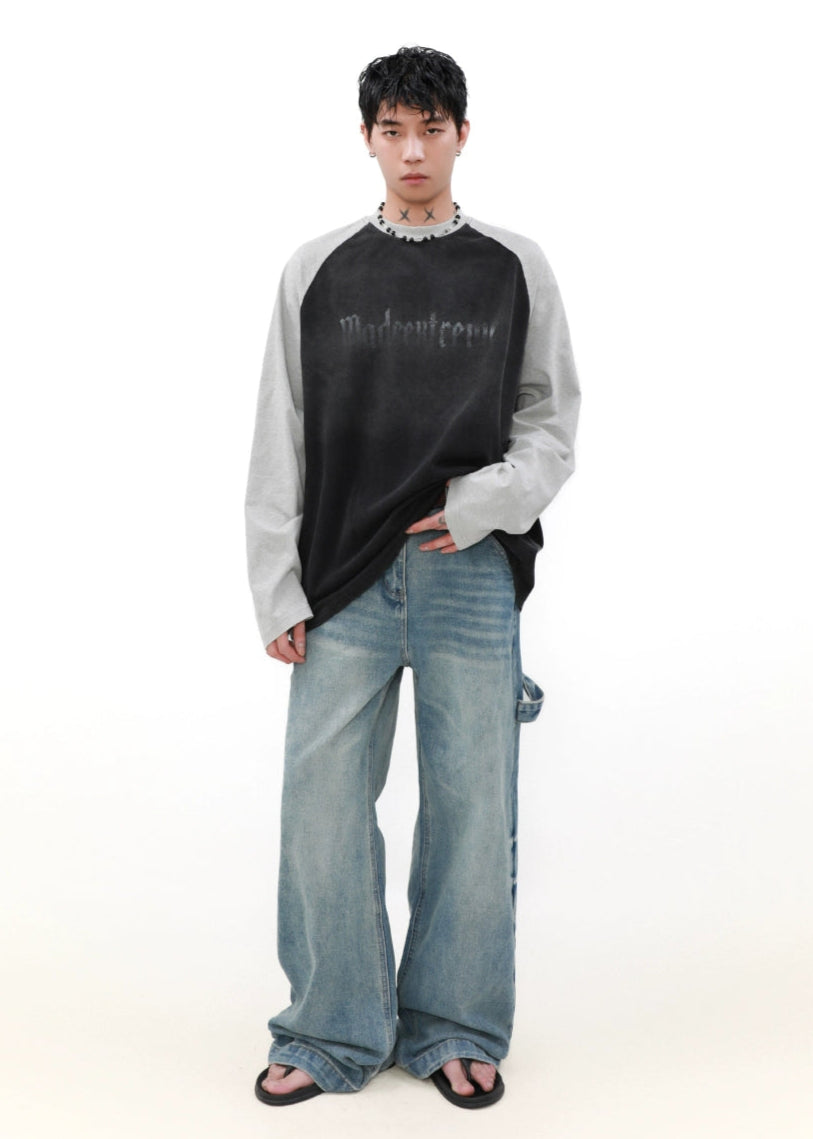 washed raglan sleeve long T-shirt gm16359