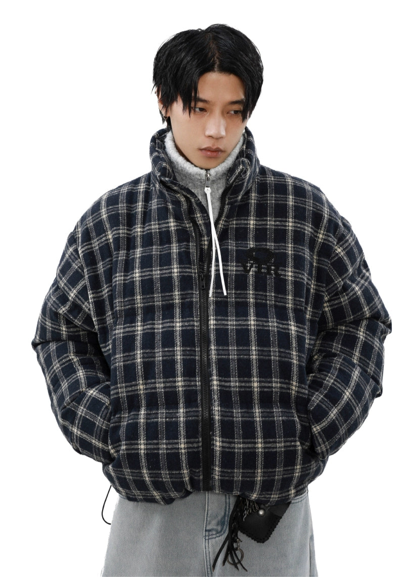 retro plaid  casual down jacket gm16367