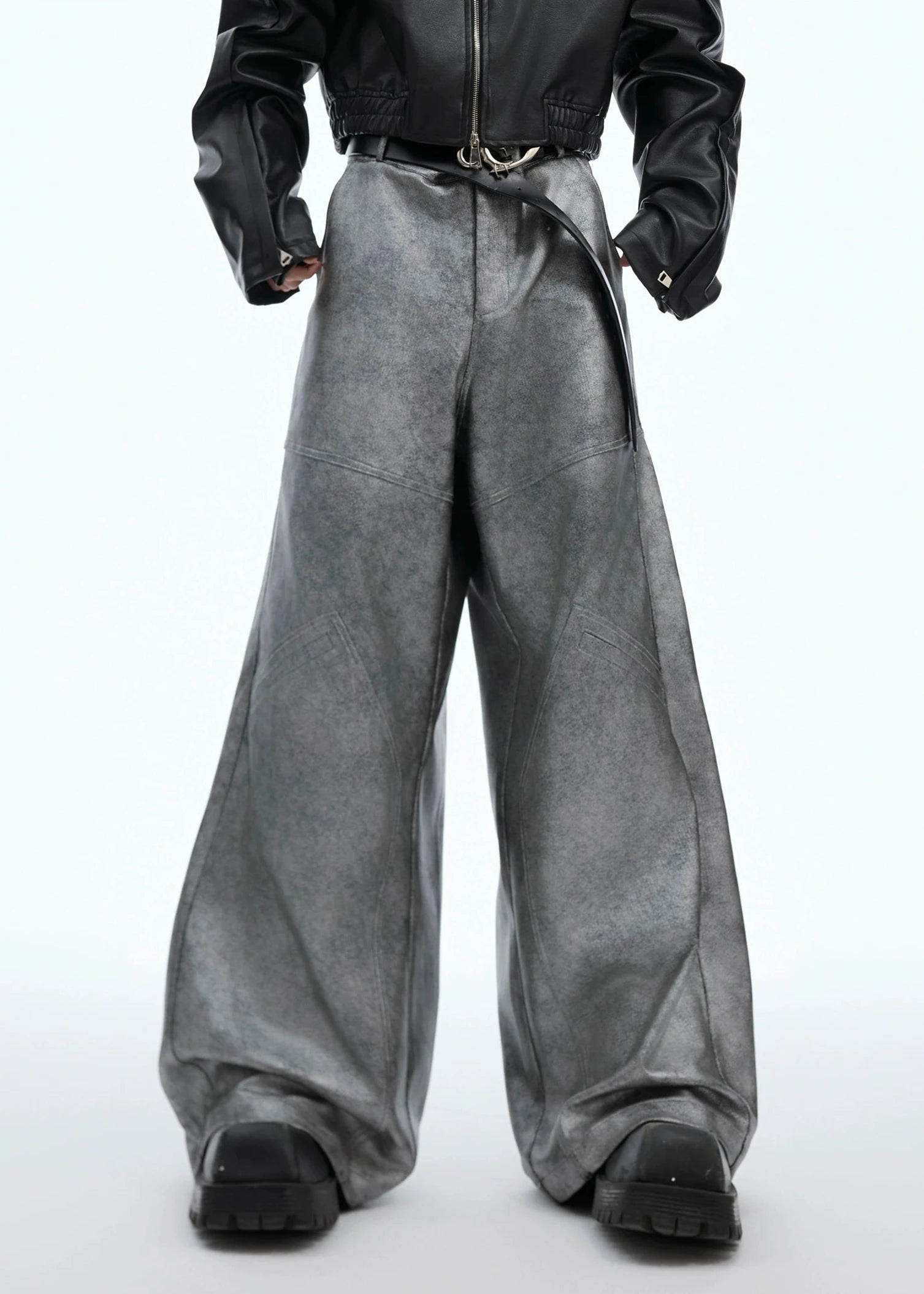 silver leather pants gm15936