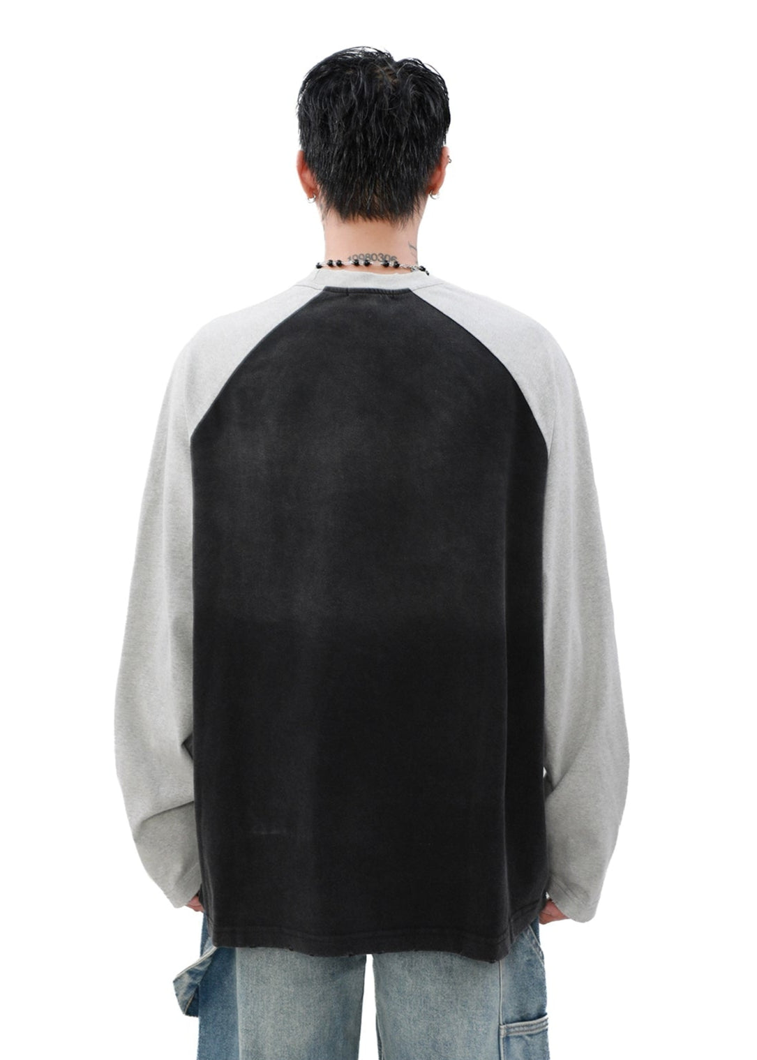 washed raglan sleeve long T-shirt gm16359