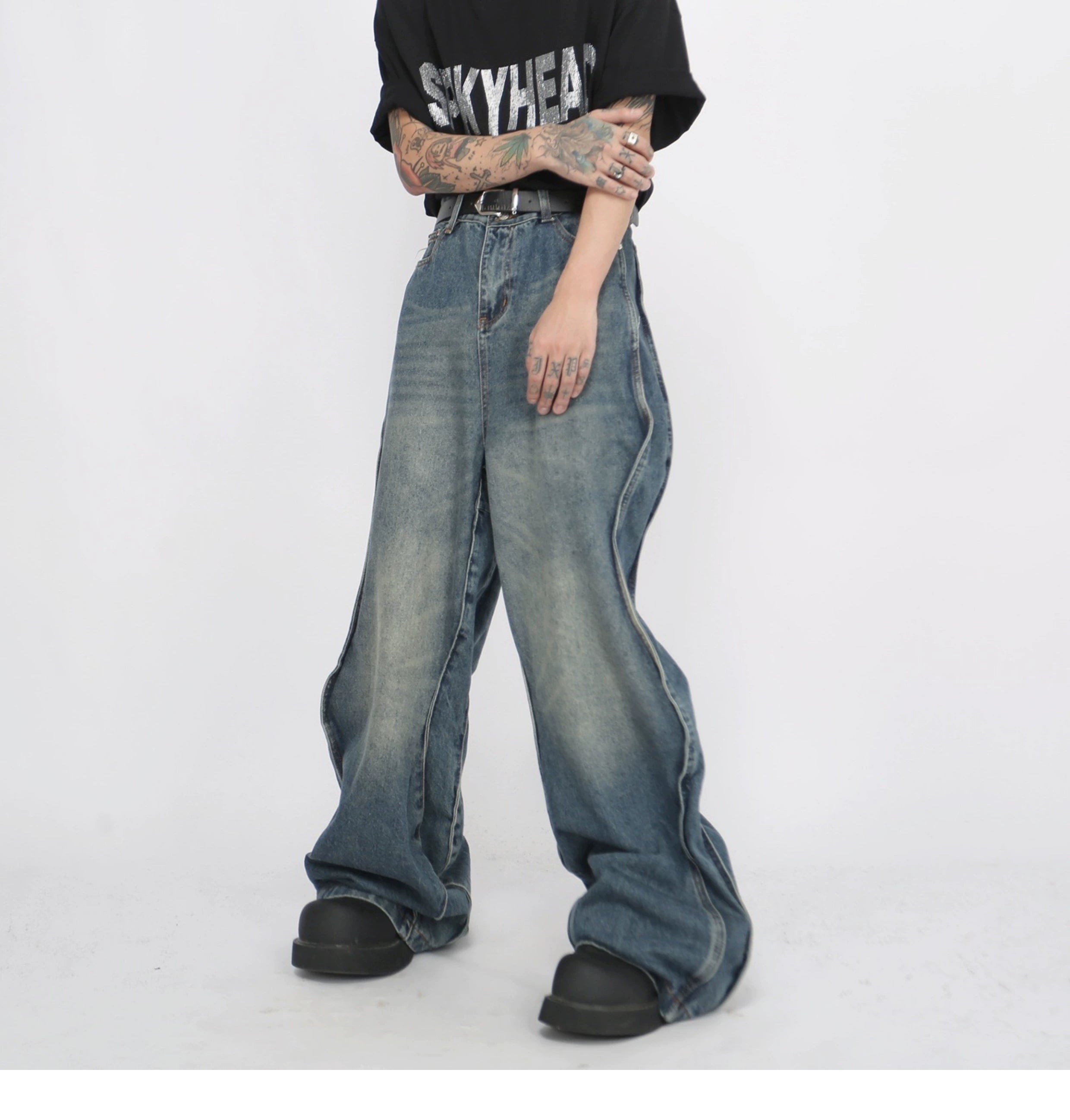 wide crotch denim pants gm15842