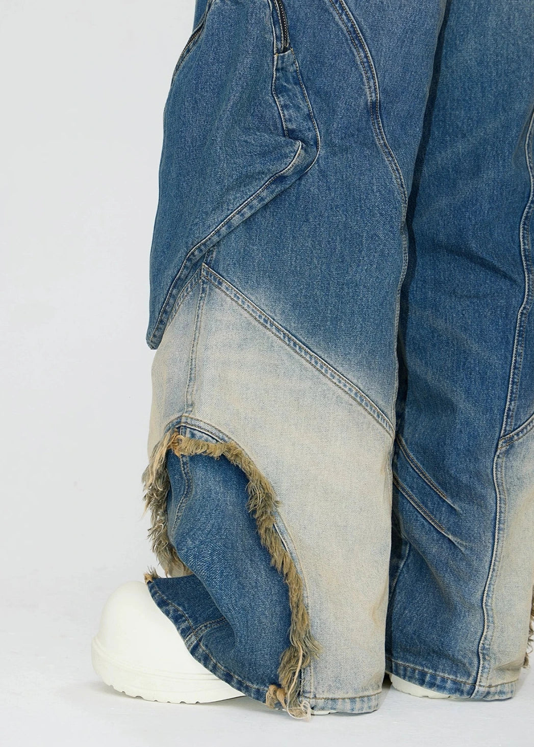 washed white and blue denim pants gm16014