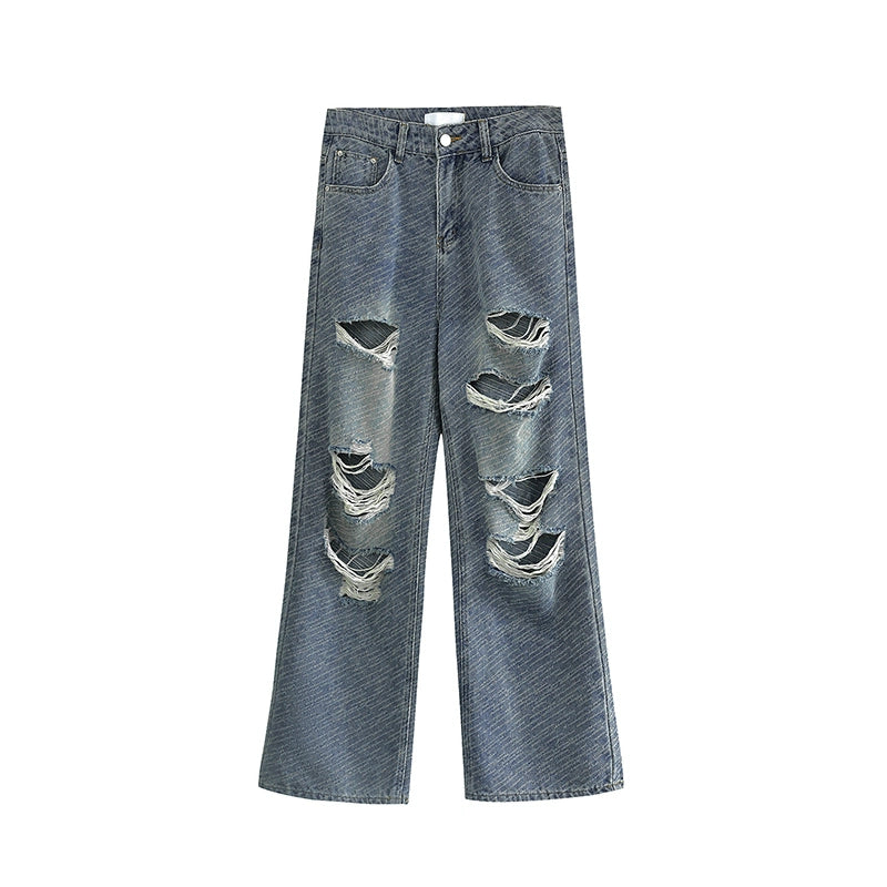 jacquard washed ripped denim gm15392