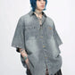 retro washed denim short-sleeved shirt gm15340
