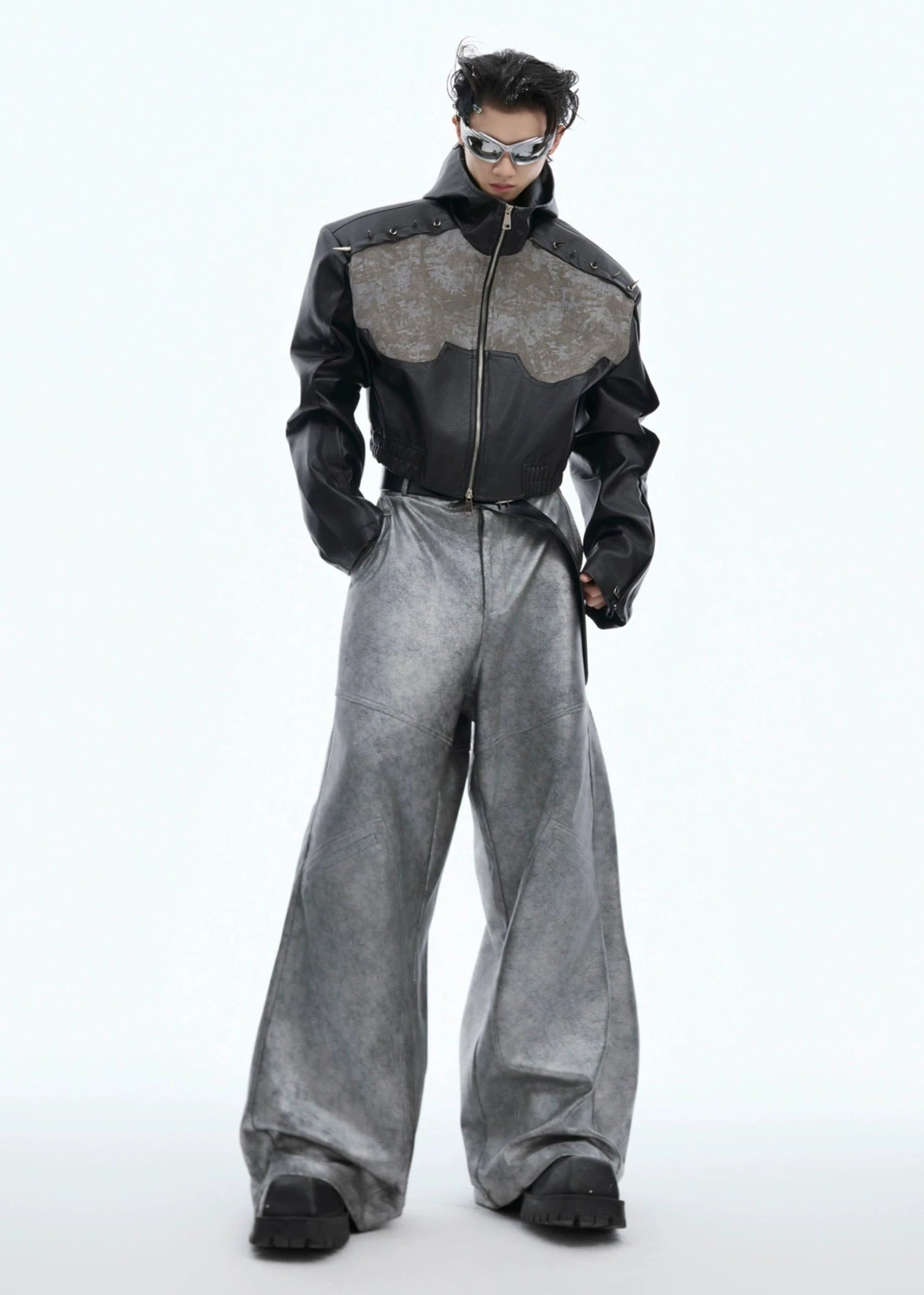 silver leather pants gm15936