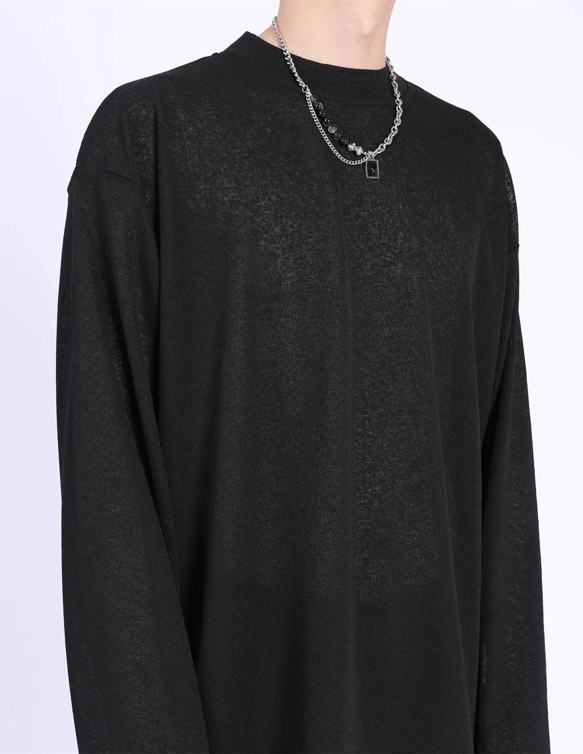 simple long-sleeved blacj T-shirt gm15445