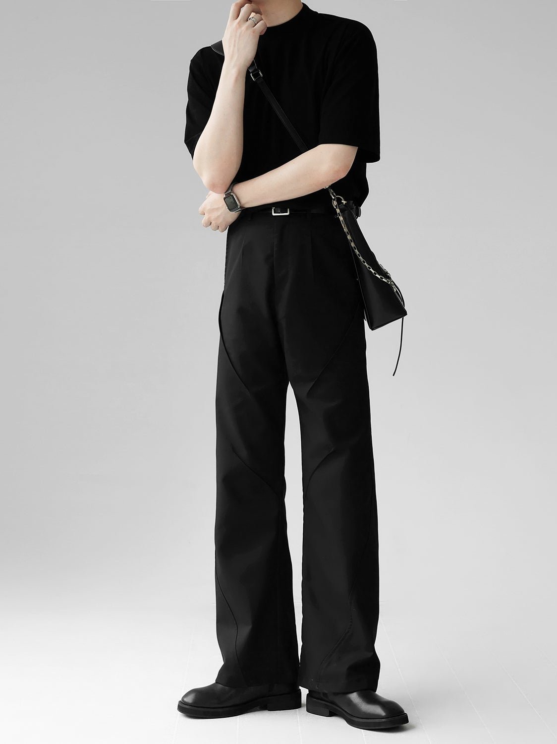 black micro-flared trousers gm15391