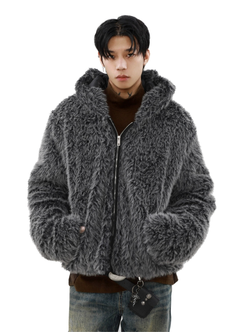 trend gray fur jacket gm16366